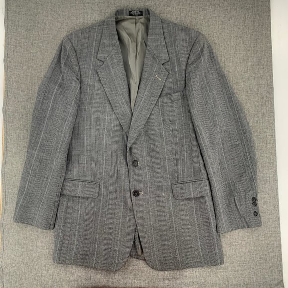 Vintage Mens Towncraft Suit Wool Blazer Cream Black 2 Button Size 42L W36 Jacket - Picture 1 of 16